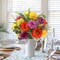 Artificial Gerbera Daisy & Silk Flower Bouquet – Faux Mixed Flowers for Cemetery, Home, Wedding, Table, and Indoor/Outdoor Decoration (13.38in, 8 Pieces)